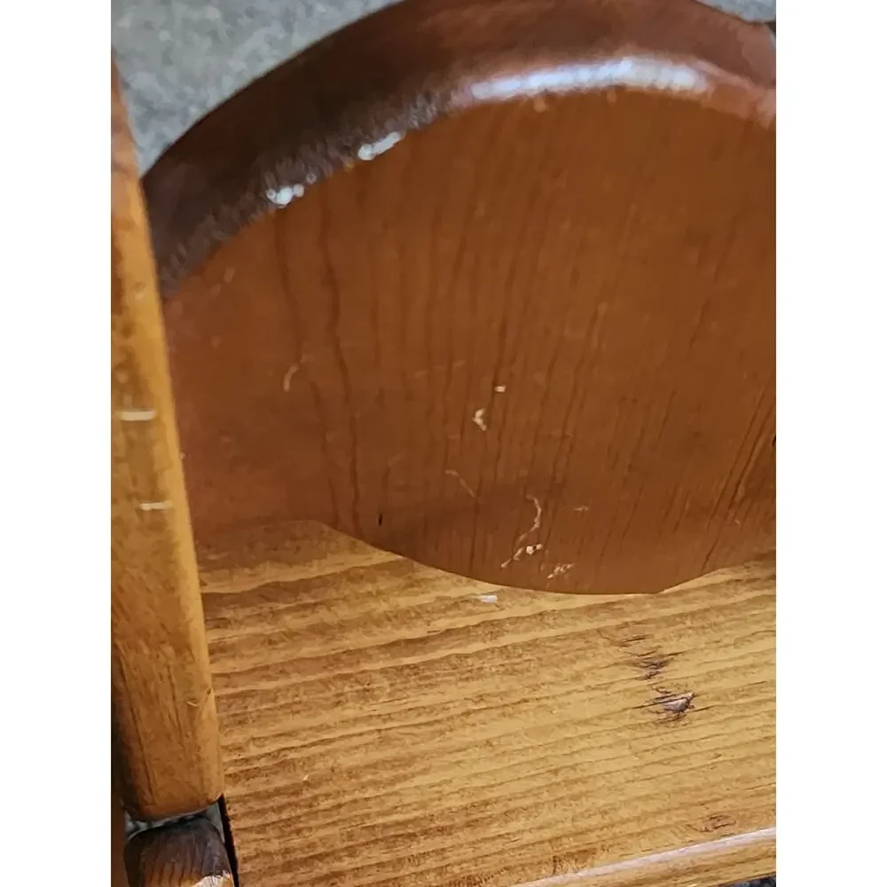 FOLDING Solid Wood Vtg Child Doll Rocking Chair Heart Shape Cottage Core Country